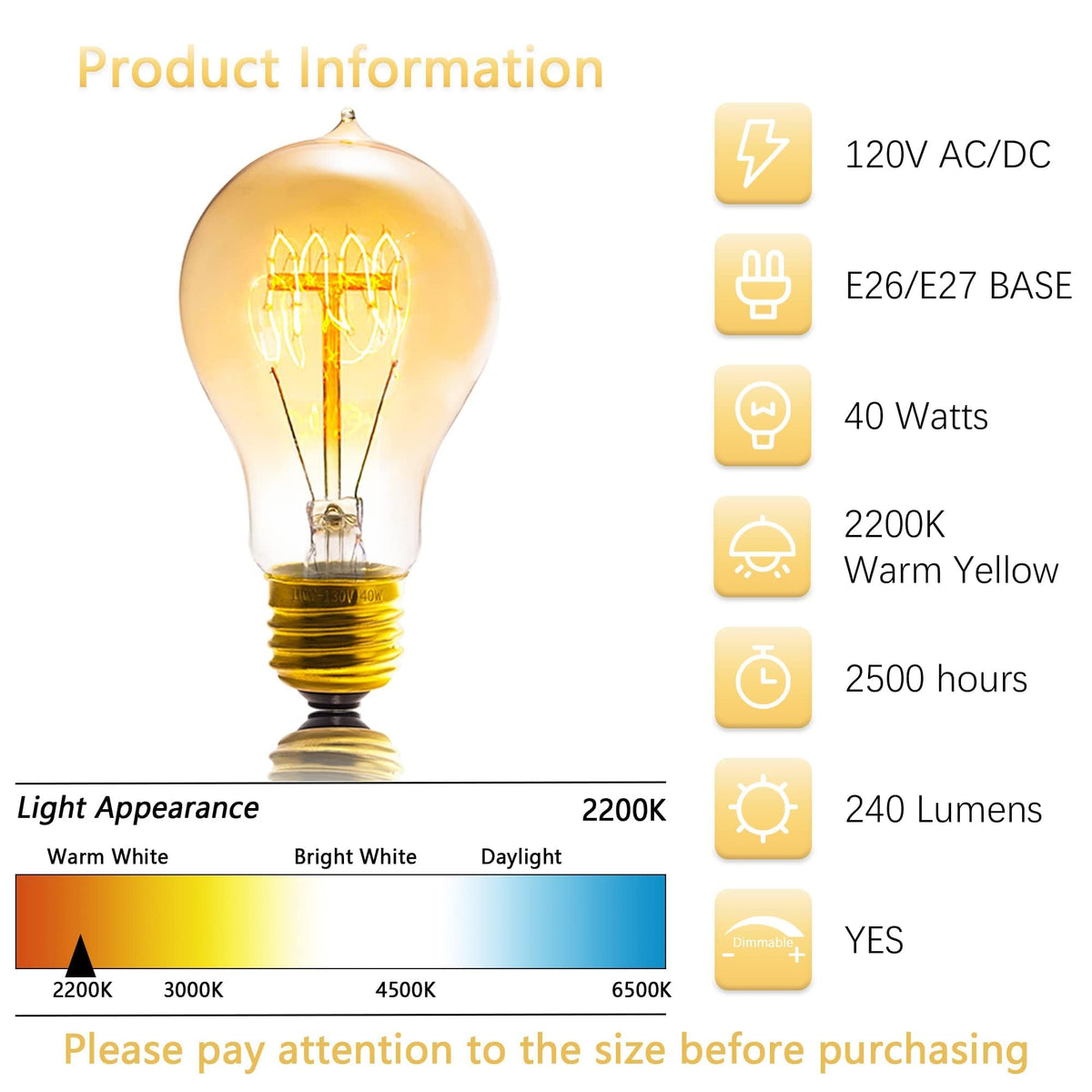 Sevici Edison Bulb E26 base fits standard fixtures.