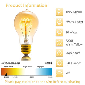 Sevici Edison Bulb E26 base fits standard fixtures.