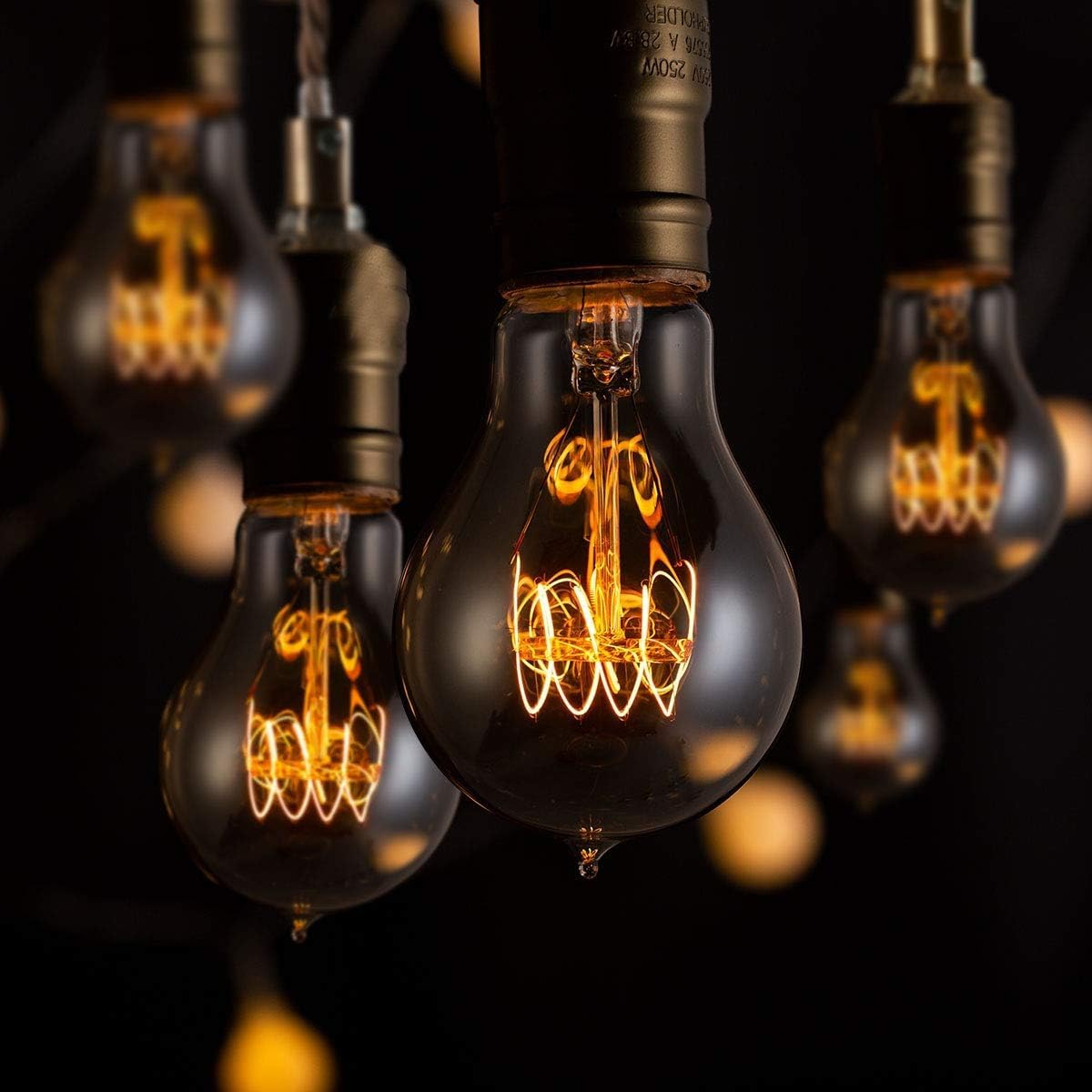 Sevici Edison Bulb 2200K glow suits retro lamps and crystals.