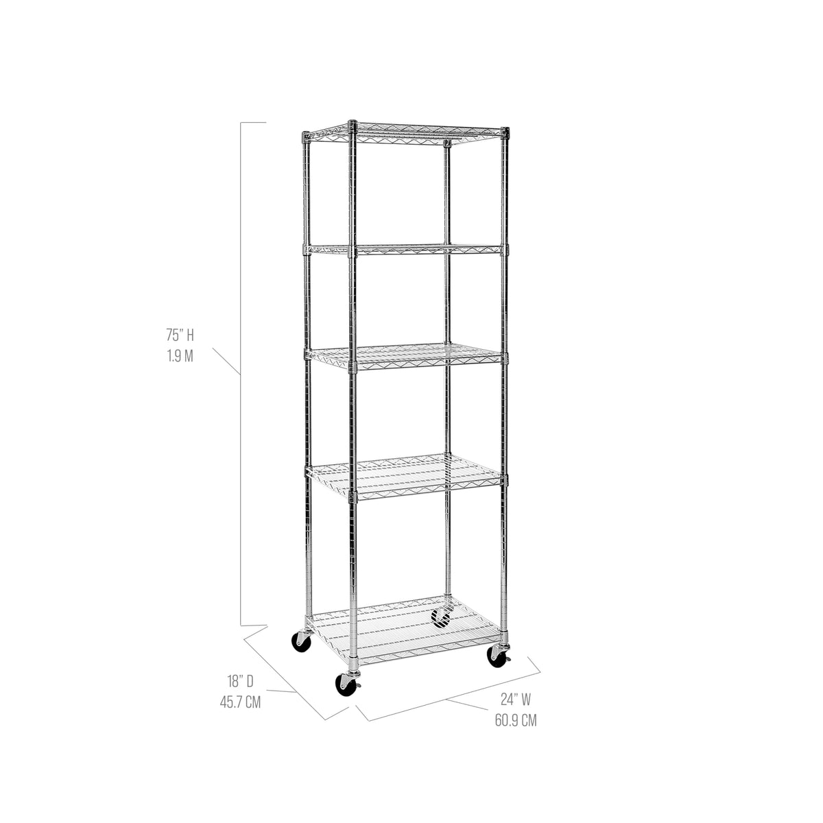 Leveling feet and wheels on Seville Classics UltraDurable unit for stable positioning