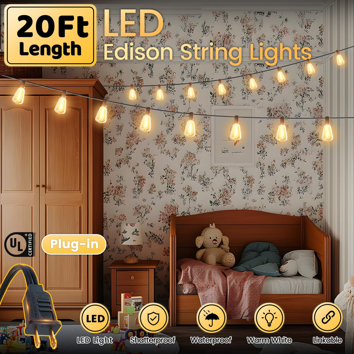 SEVSONSNZZ edison bulbs close-up highlighting shatterproof ST38 design