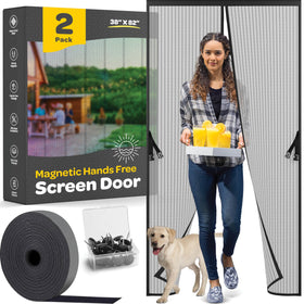 SEWANTA hands-free magnetic screen door in use with 2-pack, breeze-friendly entry.