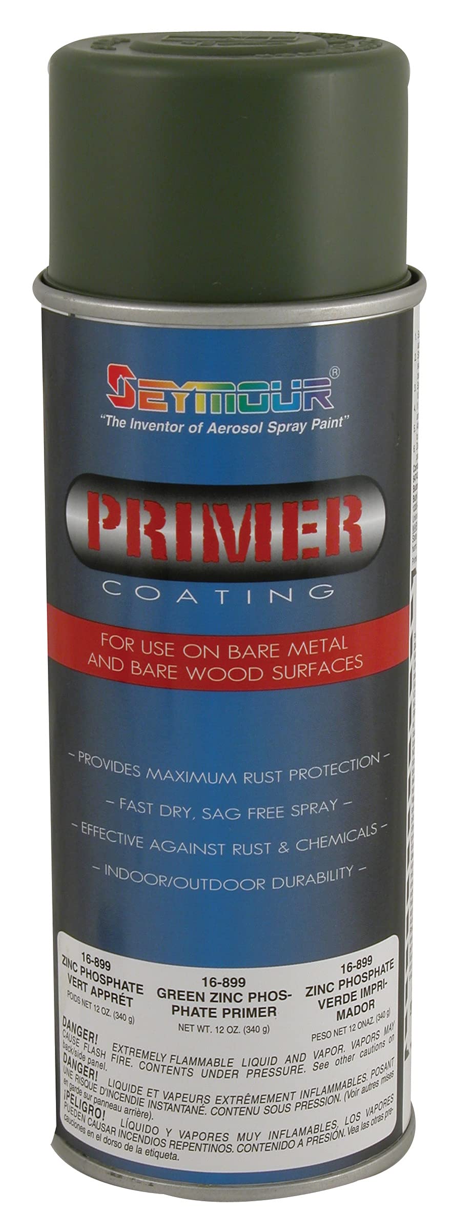 Seymour 16-899 YGreen Zinc Phosphate Primer on metal and wood; fast-drying base for better topcoat adhesion.