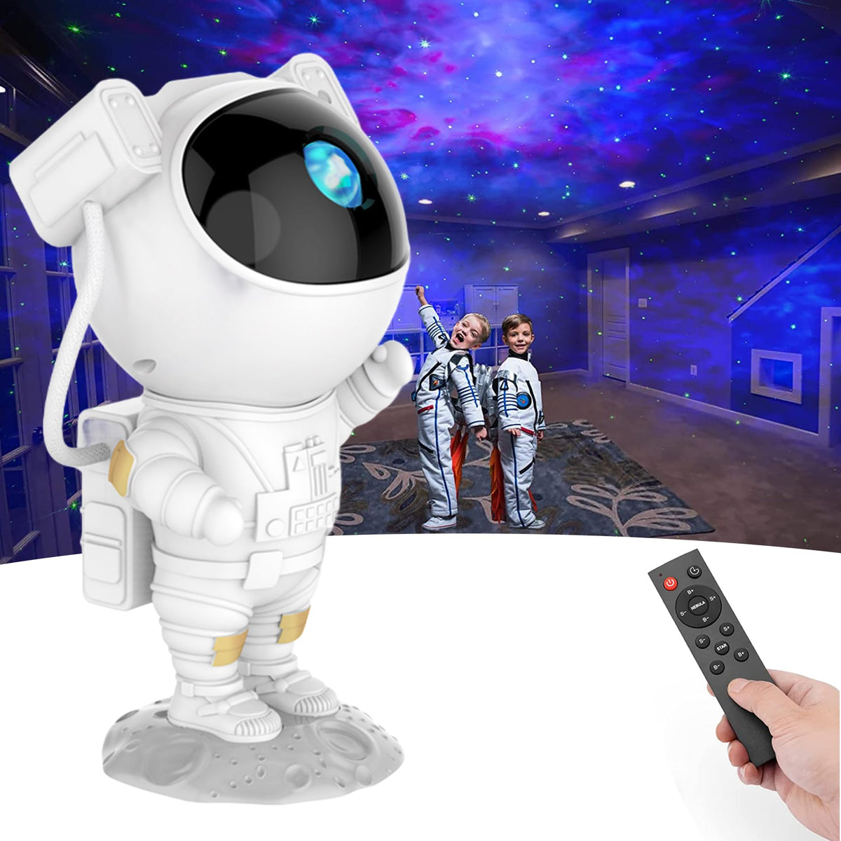 SFOUR Astronaut Galaxy Projector with remote control for easy ambient lighting.
