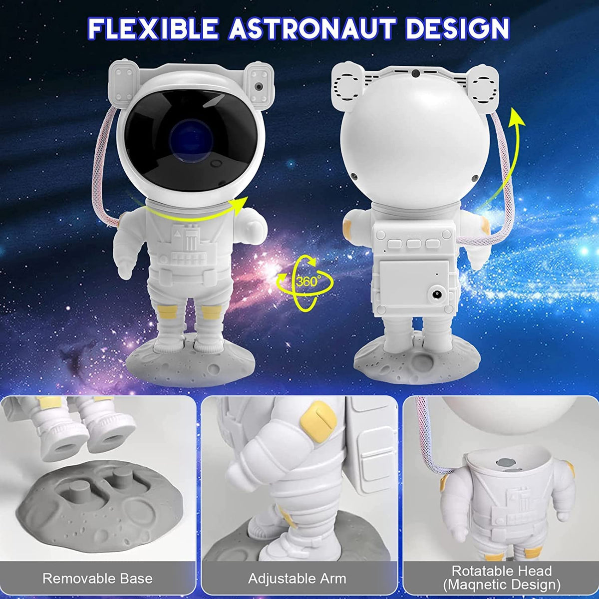 SFOUR Astronaut Galaxy Projector offers eight nebula effects for varied moods.