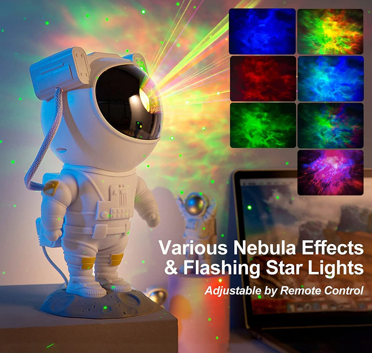 SFOUR Galaxy Projector head rotates 360°, enabling flexible projection angles.