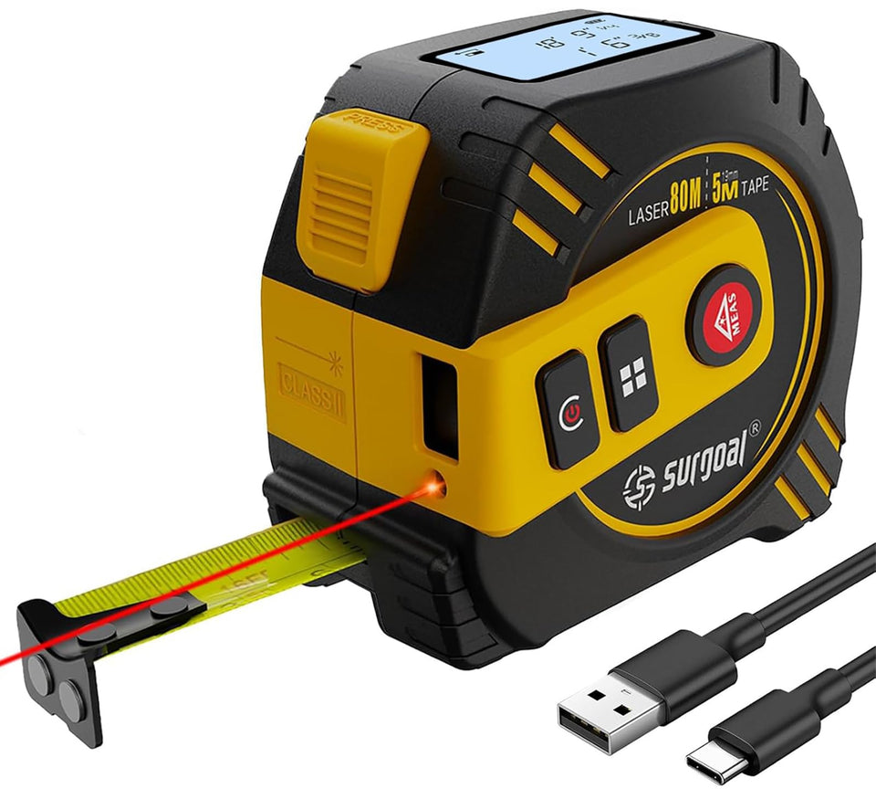 SG SURGOAL 2-in-1 laser tape measure front benchmark for precise start alignment