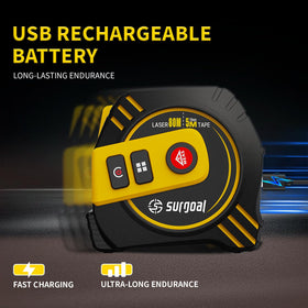 Pythagorean mode on SG SURGOAL laser tape measure enables quick diagonal calculations
