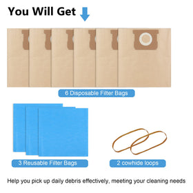 Package contents of Sgizoku 19-3100 show six disposable bags, three reusable bags, two bands.