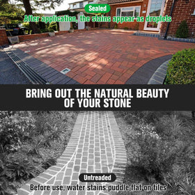 Shabebe Premium Stone Sealer wet-look patio on outdoor stone surfaces.