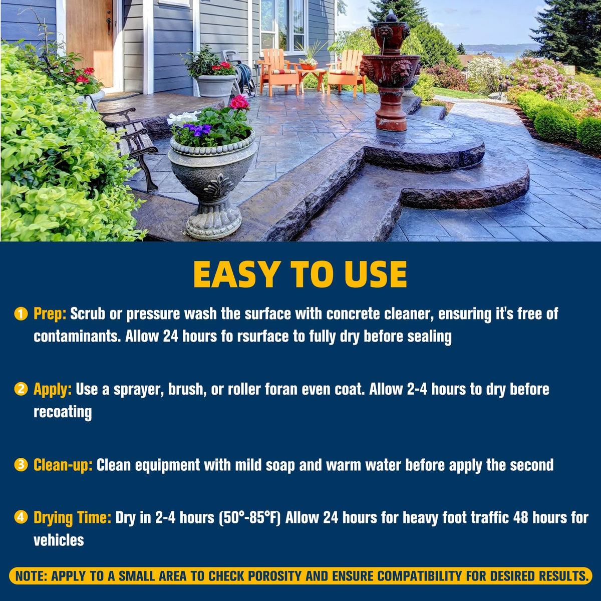 Shabebe stone sealer applies smoothly with brush, roll, or spray for DIY or professional use.