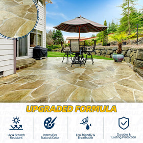 Shabebe stone sealer spray application demonstrates easy, even coating for a glossy, protective finish.