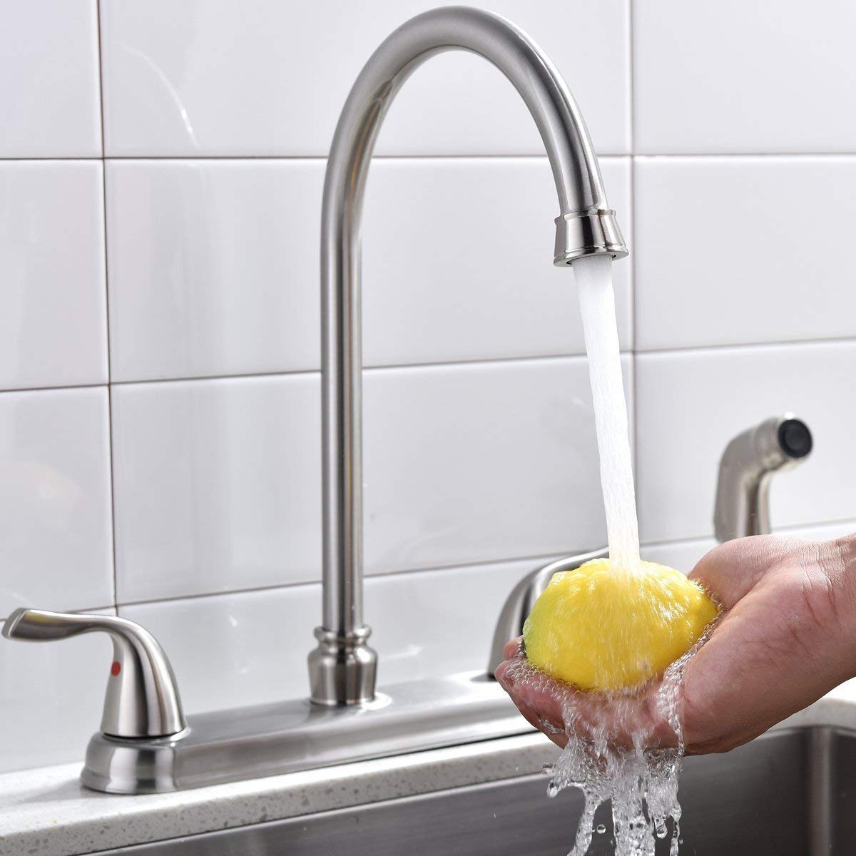 SHACO brushed nickel finish faucet enhances durability and easy to wipe clean.