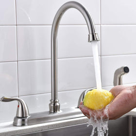 SHACO brushed nickel finish faucet enhances durability and easy to wipe clean.