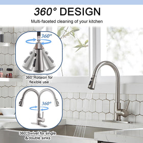 SHACO faucet extends up to 17 inches for deep sink cleaning