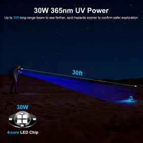 Shadowhawk 30W UV beam reaches farther for distant detection.