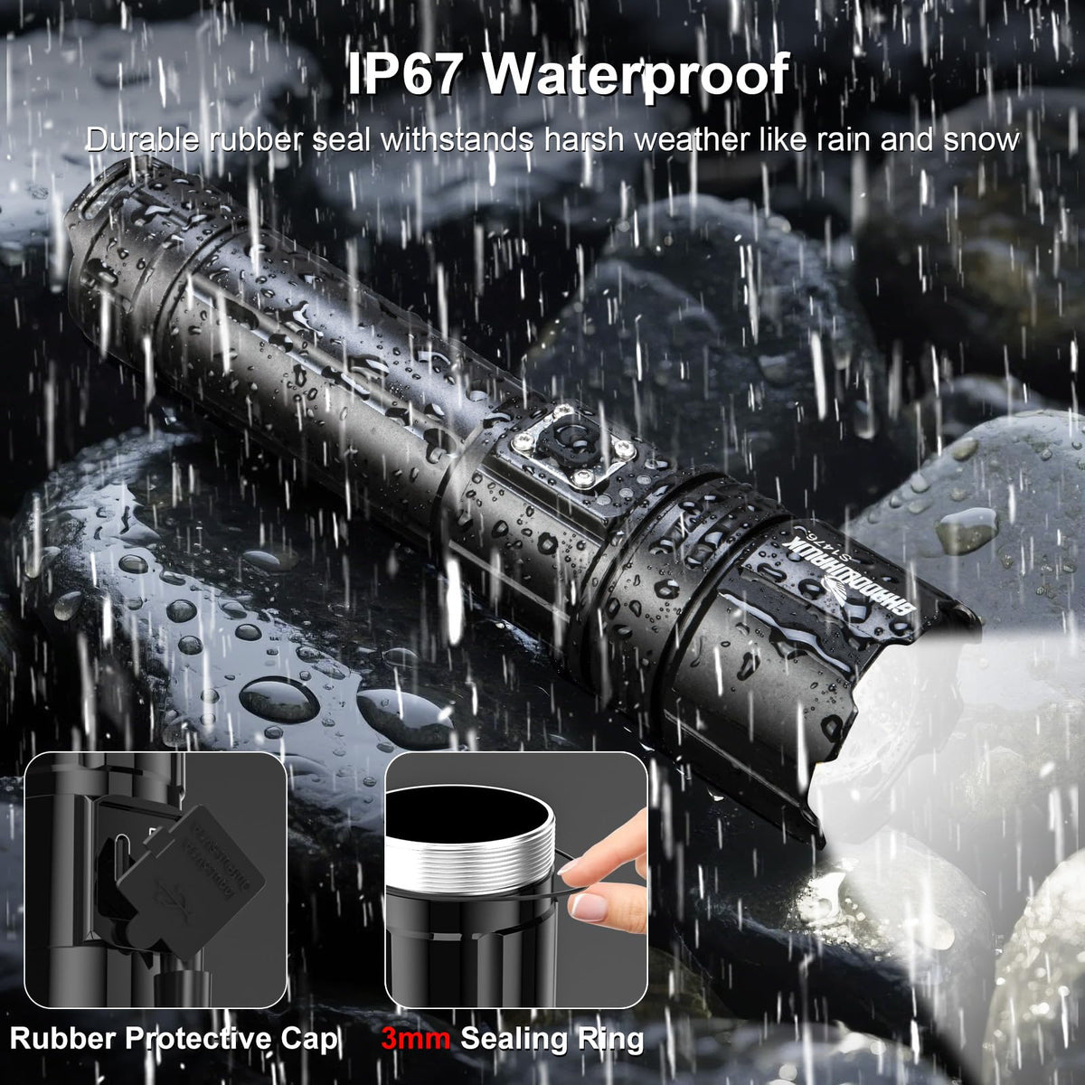 Shadowhawk flashlight five lighting modes graphic showcases versatility for emergencies and daily use