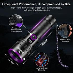 Shadowhawk pet urine detection on carpet shows stains under UV light.