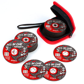 SHALL 3-inch cut-off wheel with 3/8-inch arbor for fast, clean ferrous metal cuts.