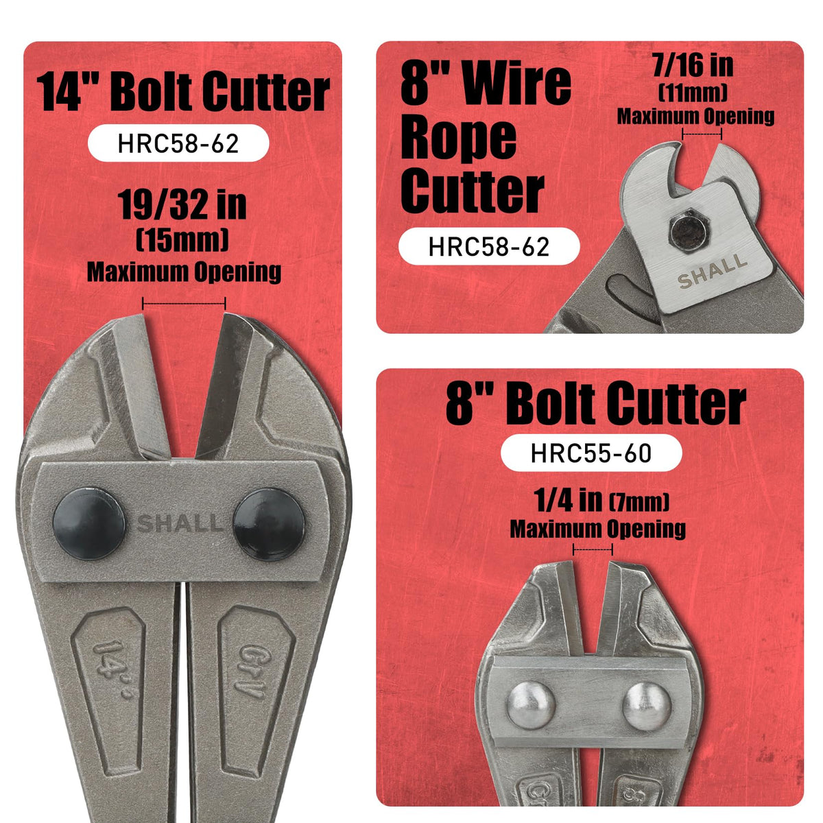 SHALL 8-inch wire cutter from the set with secure lock and adjustable screw