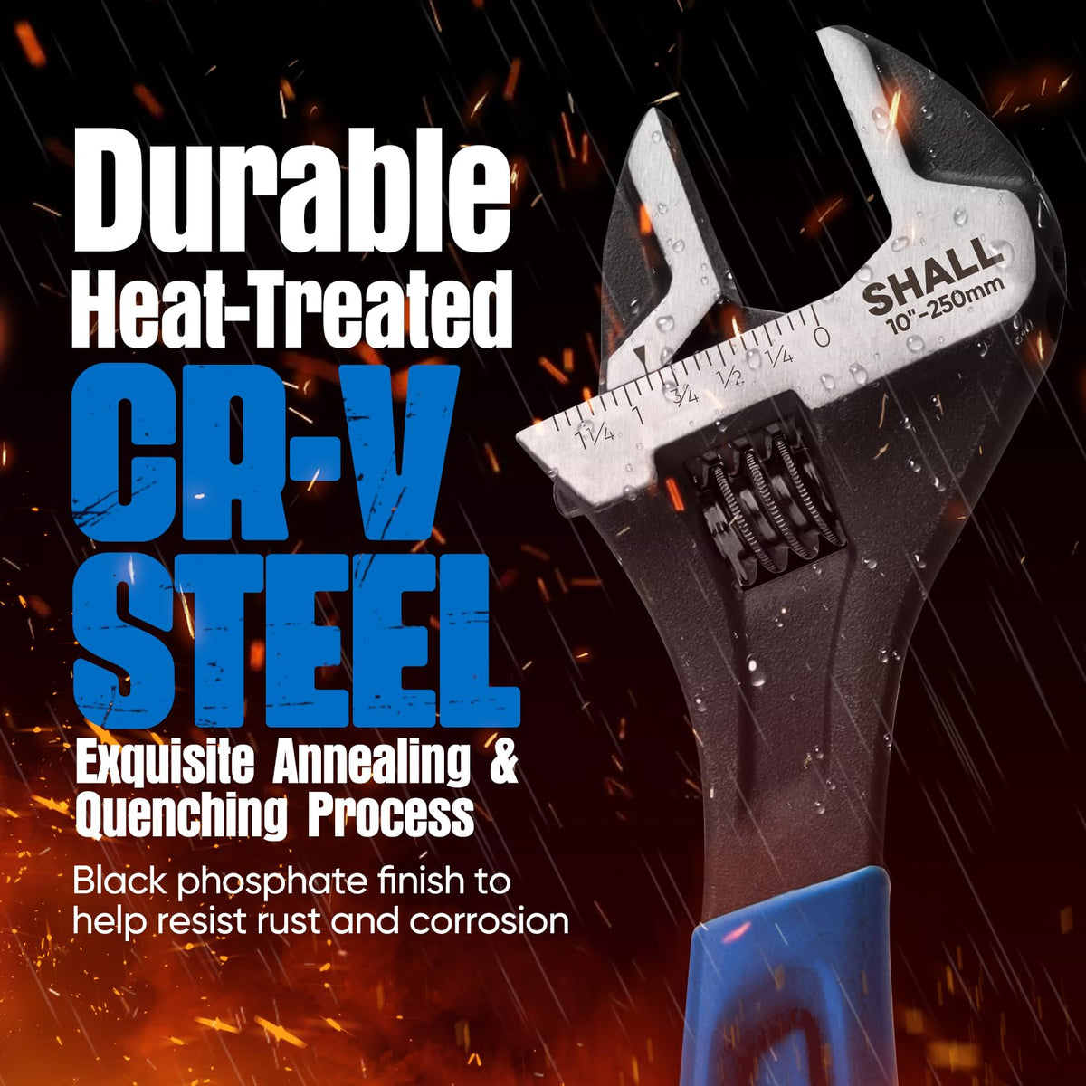 SHALL 10-inch wrench with large opening fits automotive jobs