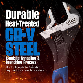 SHALL 10-inch wrench with large opening fits automotive jobs