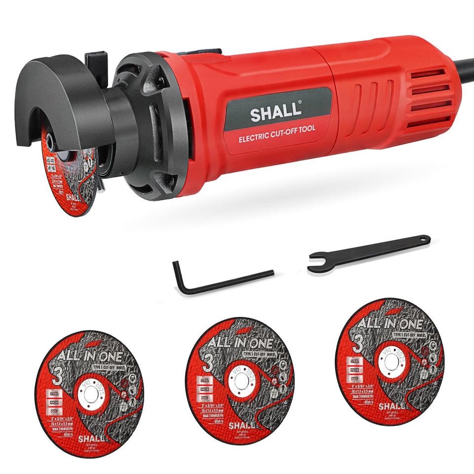 SHALL 3-inch cut off tool in action cutting steel with steady speed