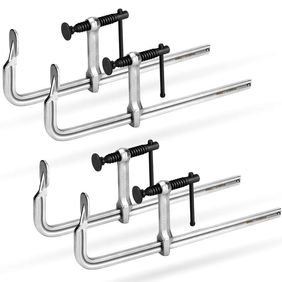SHALL 4-Pack Bar Clamps with 12-inch jaws for secure wood and metal work