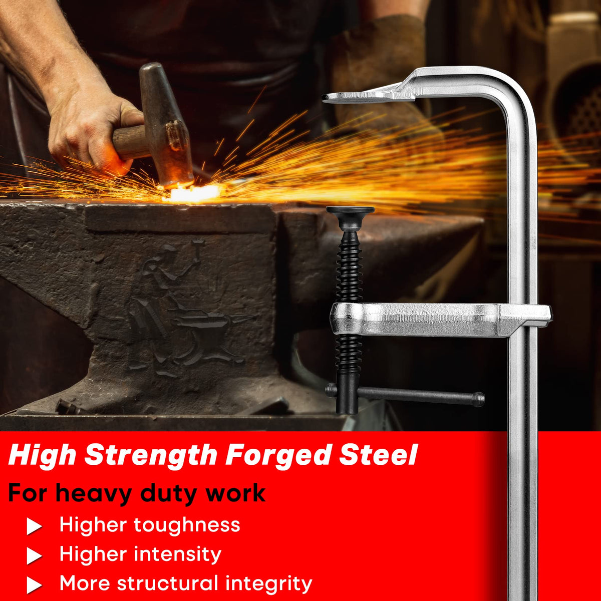 SHALL drop-forged steel construction delivers durable clamps for metalworking and woodworking
