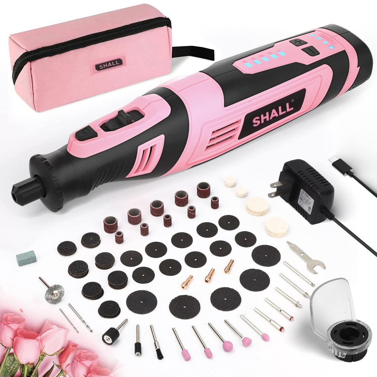 SHALL 8V cordless rotary tool kit pink bundle for versatile DIY projects
