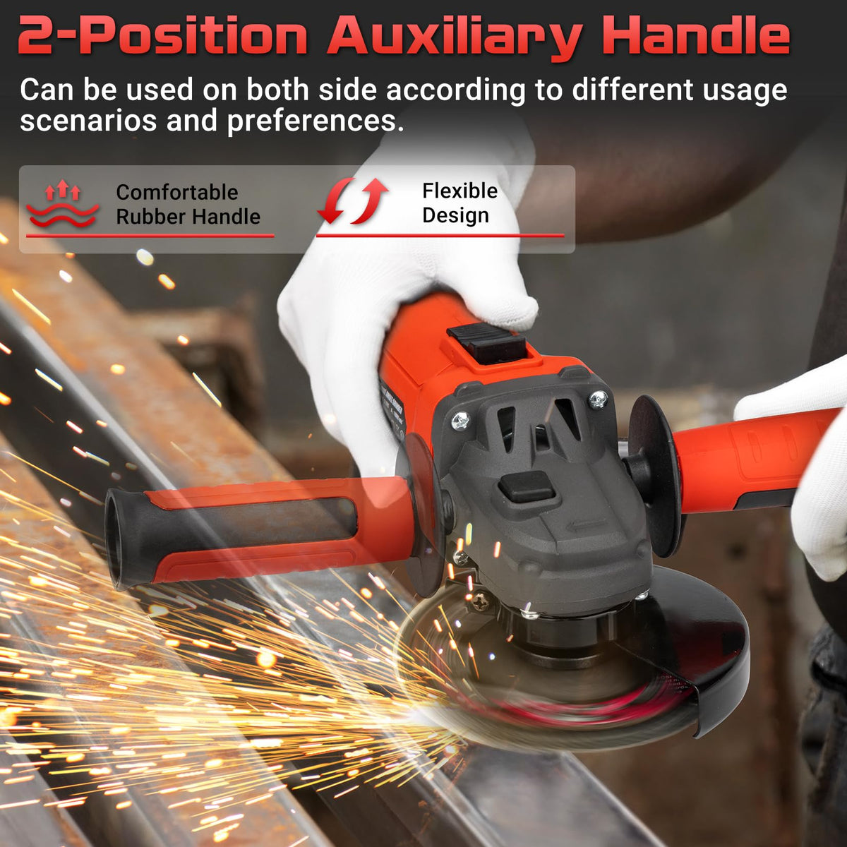 Shall angle grinder lightweight design reduces fatigue during extended work.