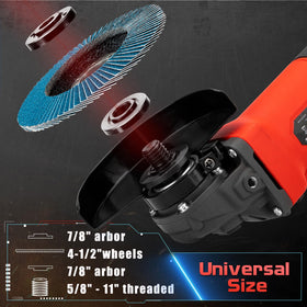 Shall angle grinder universal arbor fits common spindle sizes.