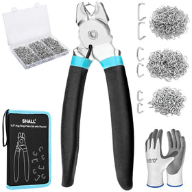 Shall Bent Hog Ring Pliers Kit with bent jaws for precise upholstery work