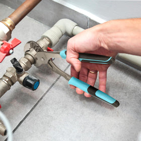 Shall ergonomic bi-material handle demonstrates comfortable grip during tasks