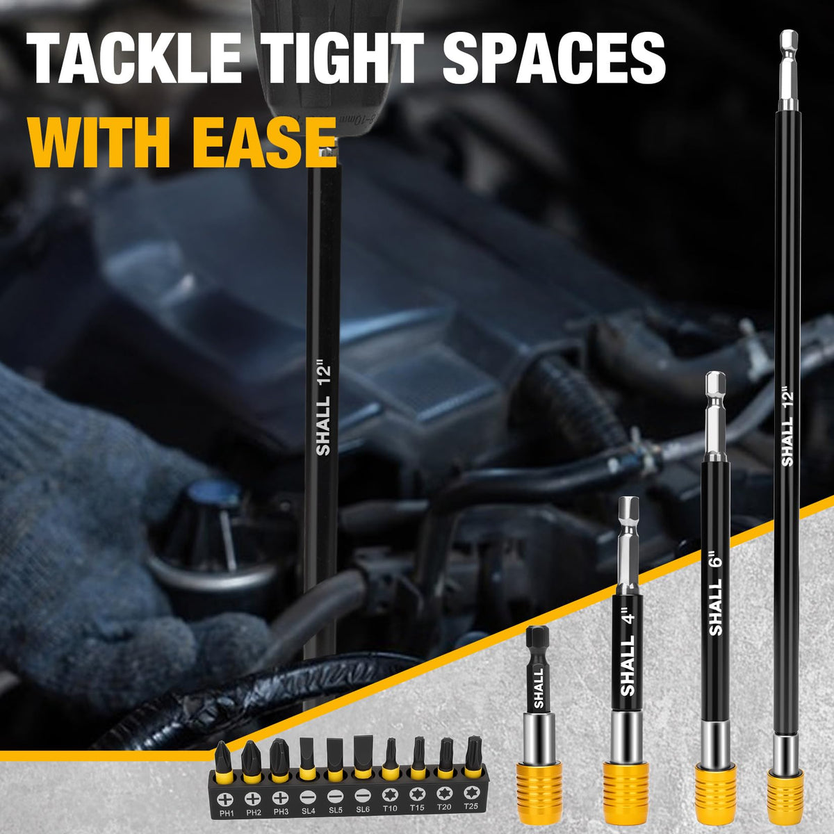 SHALL black phosphated S2 bits withstand high-torque tasks