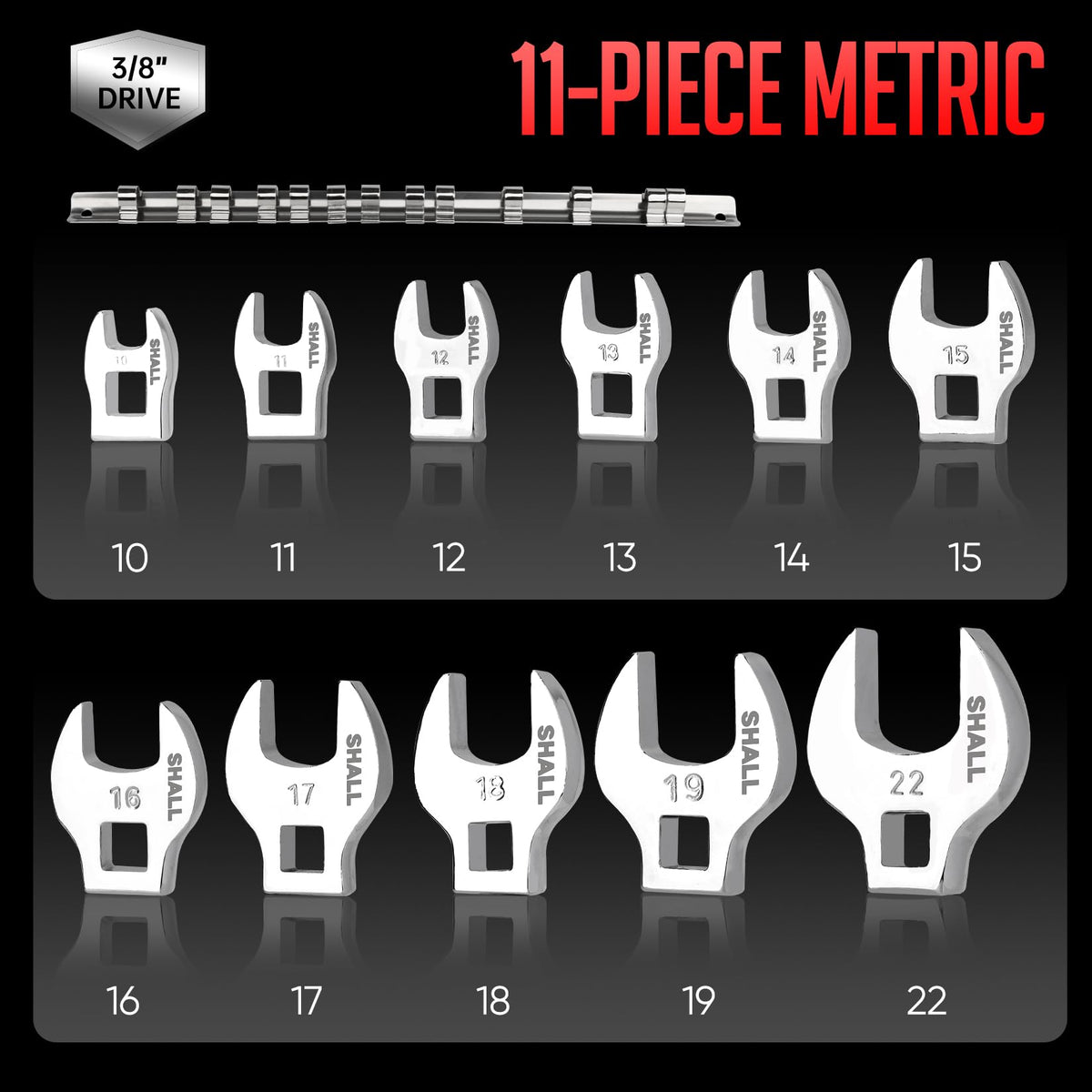 Shall crowfoot wrench organizer with 13 clips keeps tools neatly in reach