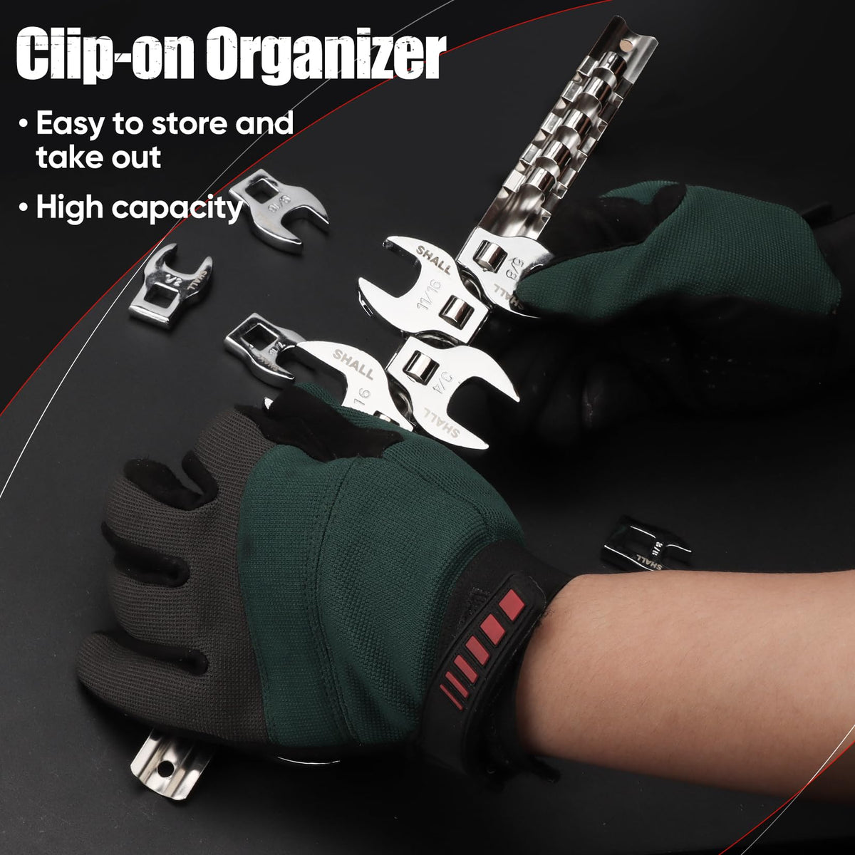 SHALL crowfoot wrenches reach fasteners from the top and side.