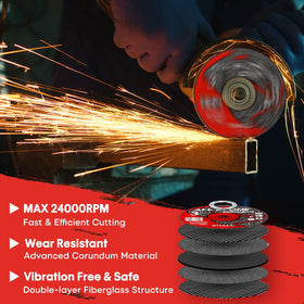 SHALL fiberglass-mesh reinforced cut-off wheels enhance safety during heavy-duty metal cutting.