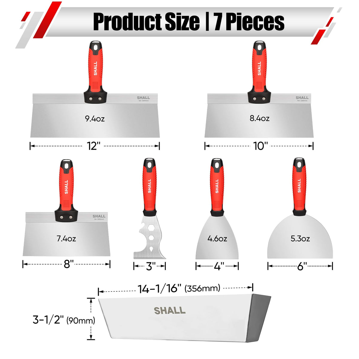 SHALL 4-inch putty knife in the kit ideal for repairs and joint work.