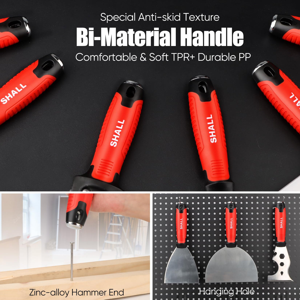 SHALL 12-inch taping knife for large drywall seams and finishing.