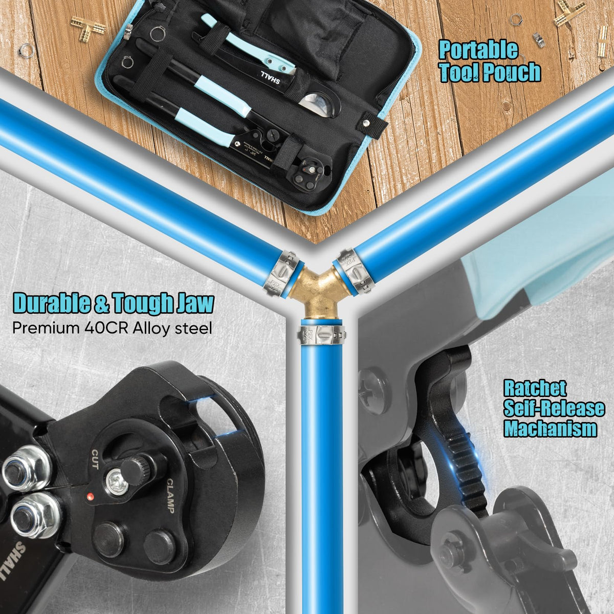 SHALL ergonomic 8.5-inch handles reduce hand fatigue