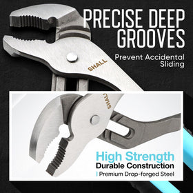 Shall 6-inch groove joint pliers highlight compact size for tight spaces