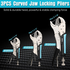 SHALL long nose locking pliers reaching tight spaces for precise gripping.