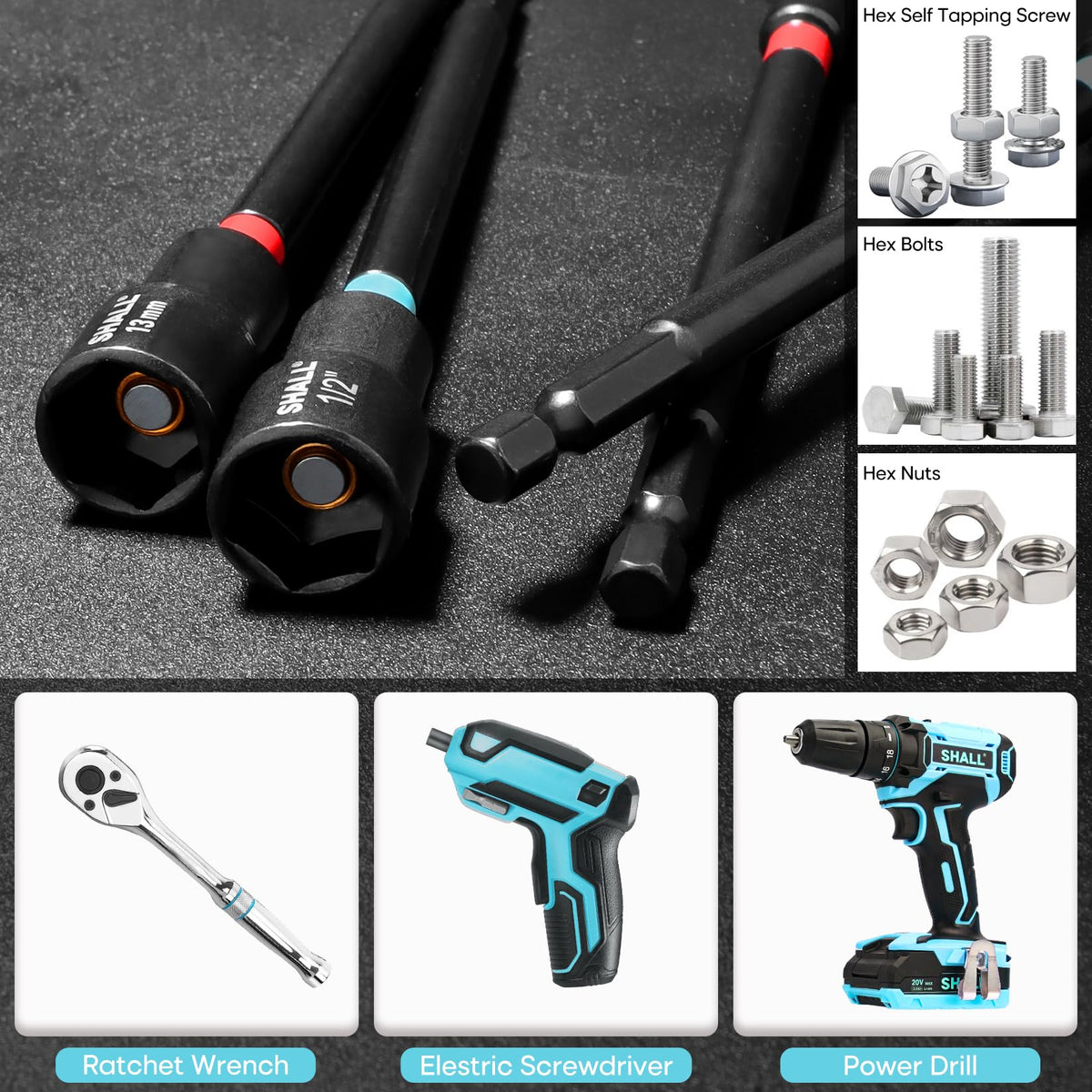 Shall magnetic-nut driver kit organized in a carry bag.