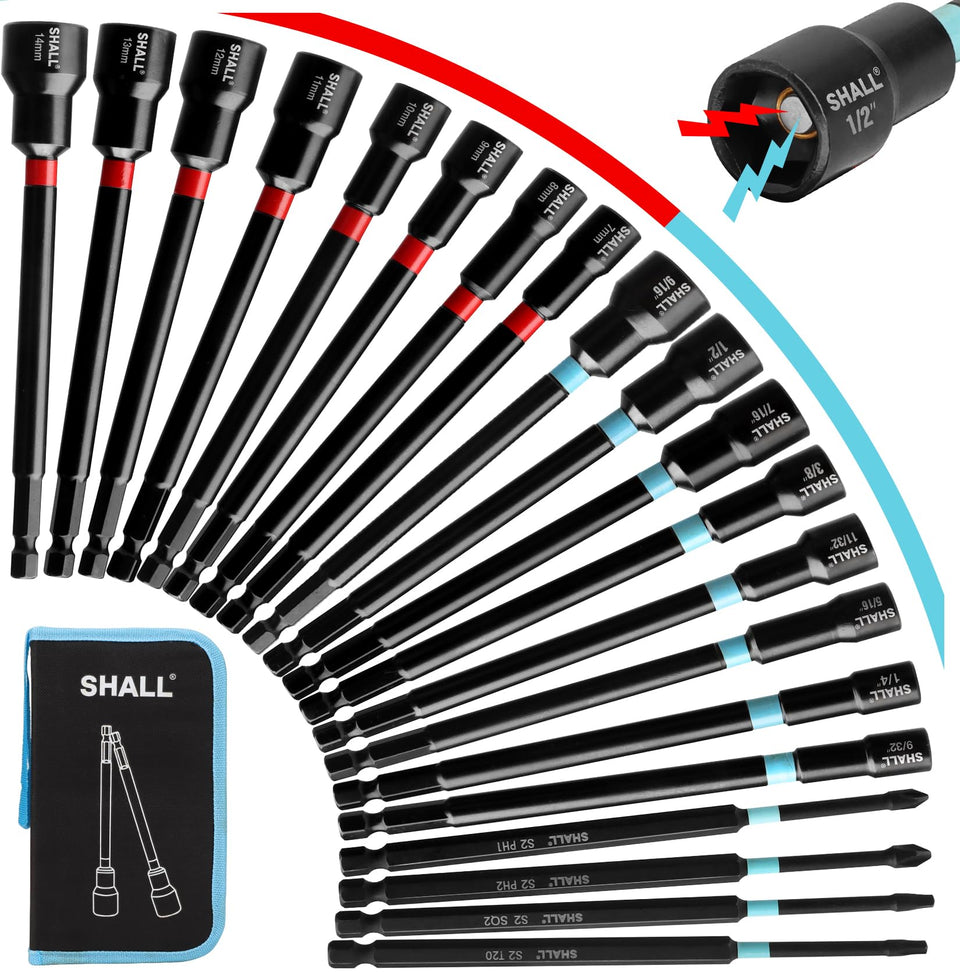 Shall magnetic nut driver set with six-inch reach for tight, deep spaces.