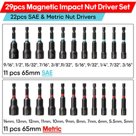 SHALL metric 11-piece nut drivers with red coding for quick size recognition.