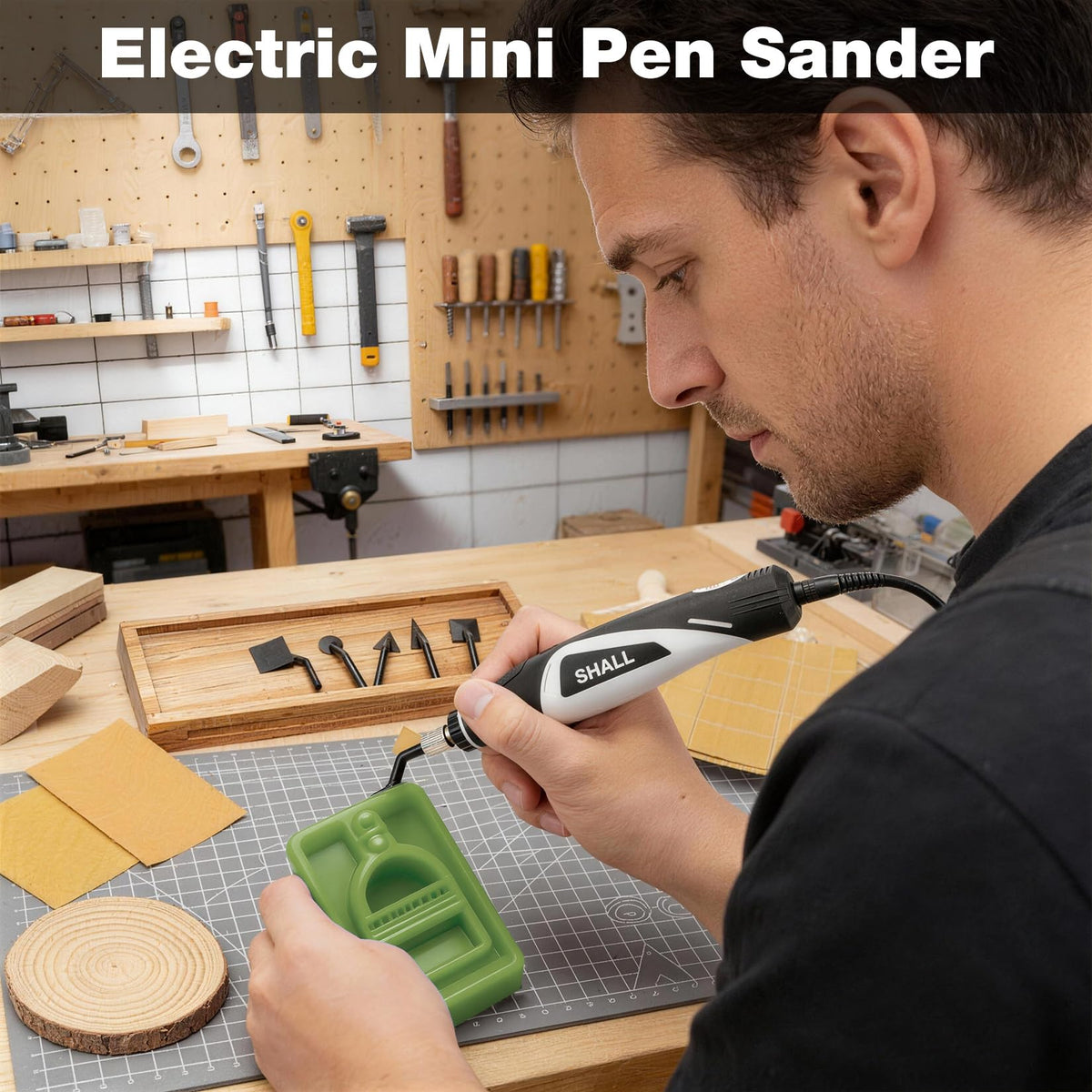 SHALL Mini Pen Sander 4-speed adjustment enables tailored sanding for various materials.