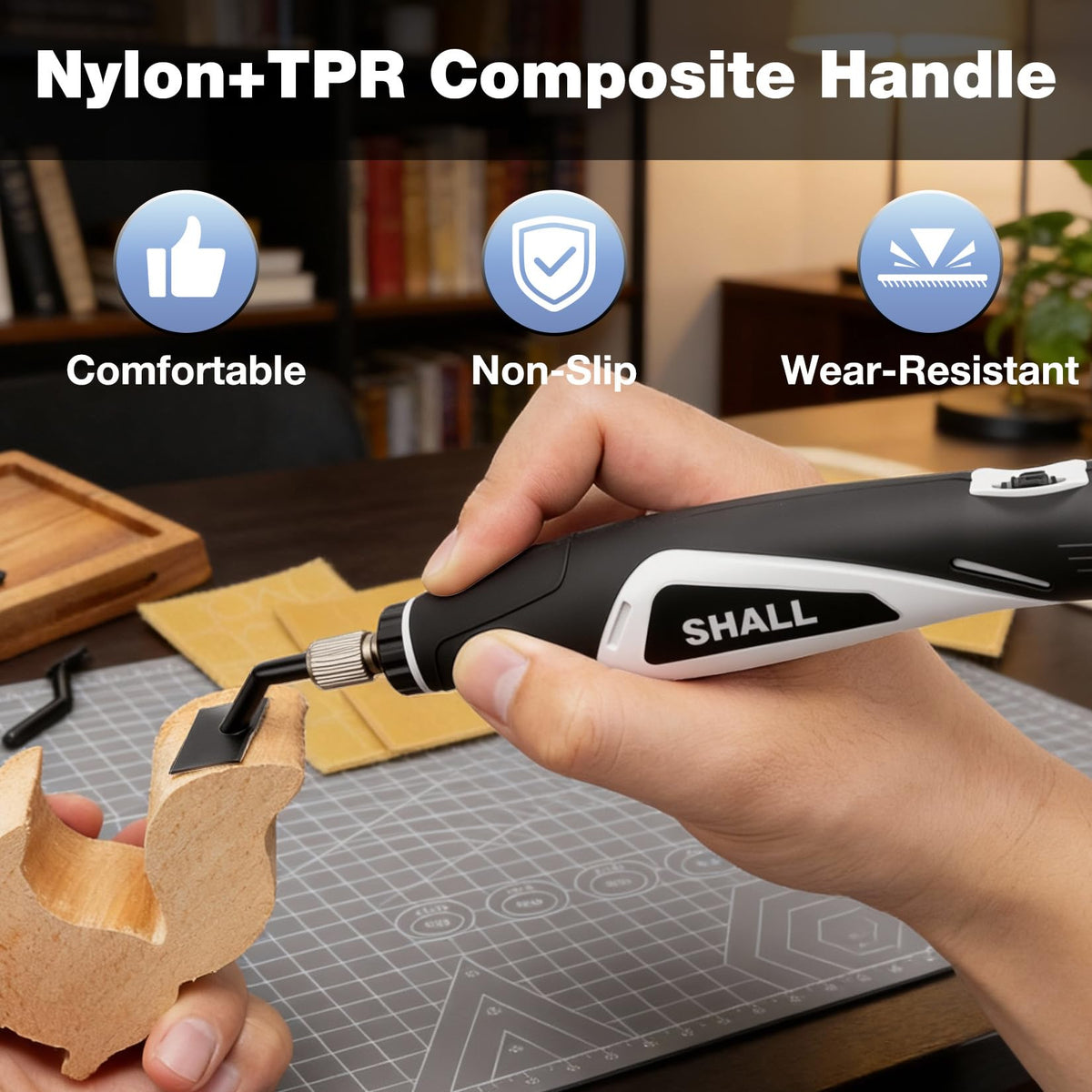 SHALL Mini Pen Sander 6-foot cord provides flexible reach in workshops.
