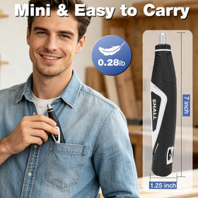 SHALL Mini Pen Sander eight sanding heads offer versatile shapes for corners.