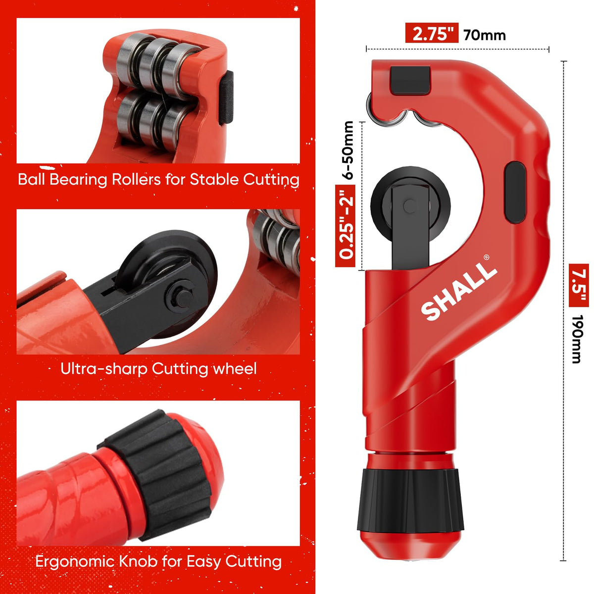 SHALL mini-tube-cutter-narrow-space fits tight spots for accurate 1/8in to 7/8in tubes.